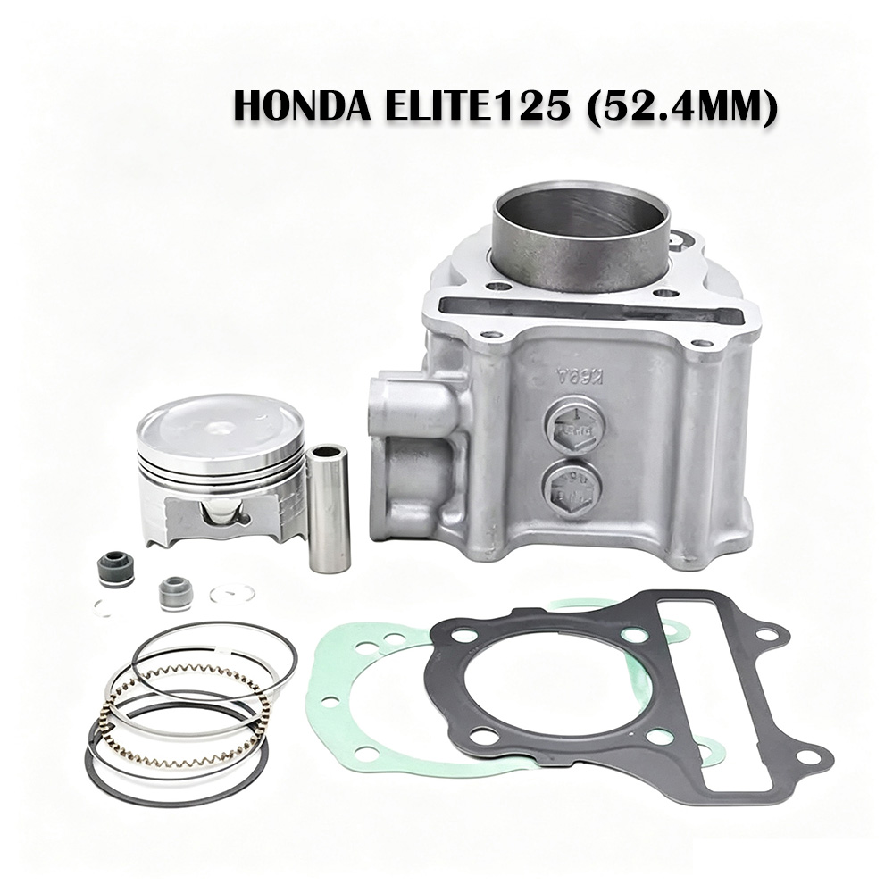 Motorcycle Engine Kit - ชิ้นส่วนเครื่องยนต์รถจักรยานยนต์ 52.4 มม. กระบอกสูบแหวนลูกสูบชุดปะเก็นสำหรับฮอนด้า อีลิท 125