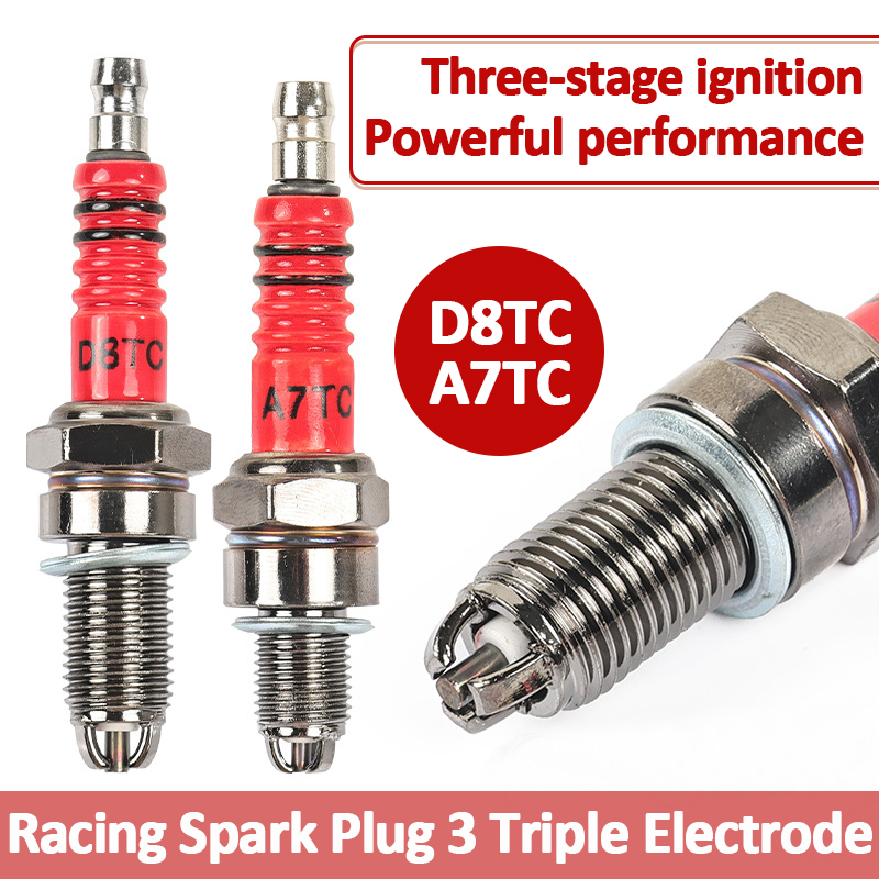 Motorcycle Spark Plug - หัวเทียนสำหรับรถแข่ง 1/2 ชิ้น แบบสามอิเล็กโทรด A7TC D8TC